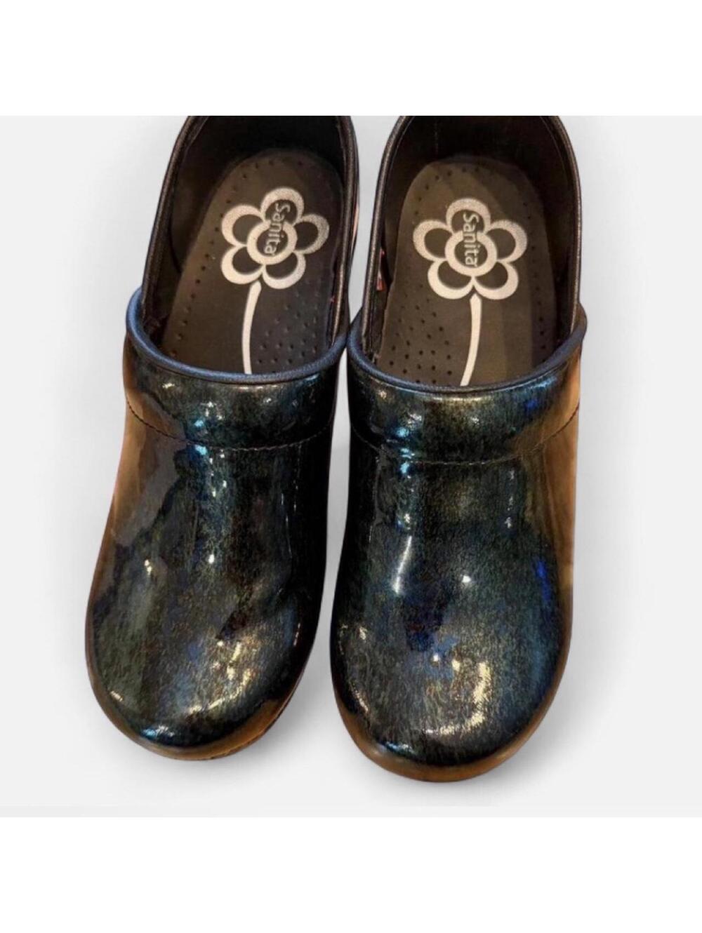Sanita Women's Black and Blue Clog - Picture 2 of 3